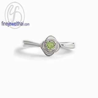 Finejewelthai-แหวนเพอริดอท-เพอริดอท-แหวนพลอย-แหวนเงินแท้-พลอยประจำเดือนเกิด-Peridot-Silver-Ring-Birthstone-R1275pd