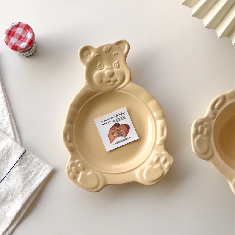จาน-ชามหมี-จานหมีใส่อาหารเด็ก-จานหมีทานขนม-จานชามเซรามิค-bear-bowl-set-faryheyz
