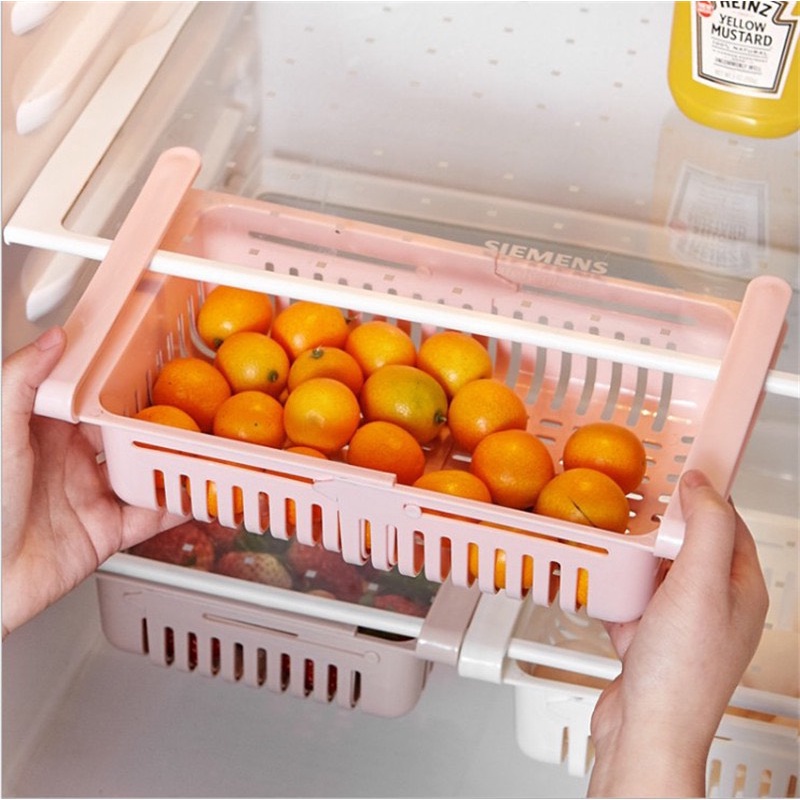 ตะกร้าล้างผัก-ลิ้นชักเพิ่มที่เก็บของในตู้เย็น-ปรับขนาดได้-ลิ้นชักอเนกประสงค์-เพิ่มพื้นที่ในการจัดเก็บของให้เป็นระเบียบ