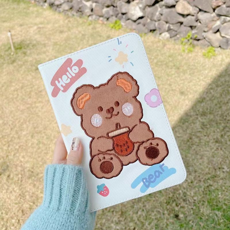 เคสไอแพด-เคสipad-ตุ๊กตาหมี-เย็บปักถักร้อยกระต่าย-cute-10-2-gen7-2019-ipad-gen8-เคสไอแพด-gen6-2019-air4-10-5-11pro-case