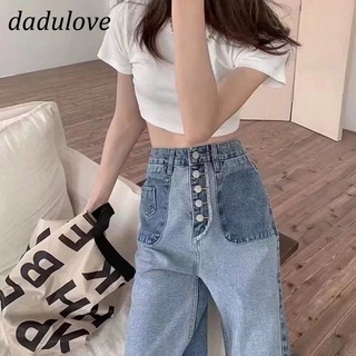 DaDulove💕 New Niche Ins Irregular Breasted High Waist Jeans Loose Wide Leg Pants Fashion Womens Clothing