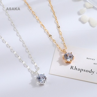 Asaka Solitaire สร้อยคอโช้คเกอร์ เงิน S925 จี้เพชร ประดับเพทาย 2ct สําหรับผู้หญิง