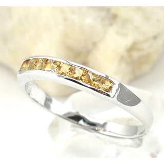 💎S969 แหวนพลอยแท้ แหวนเงินแท้ชุบทองคำขาว พลอยซิทรินแท้ 100%