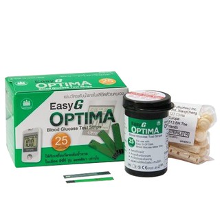 แผ่นวัดน้ำตาล OPTIMA EASY G 25+เข็ม25กล่องเขียว (ลูกค้าเก่าแลกซื้อแผ่นตรวจสีแดงหรือสีเหลืองใหม่ แถมฟรีเครื่องจ้า)