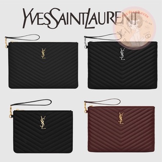 Shopee ราคาถูกสุดๆ 🔥 ของแท้ 100% 🎁YSL/Yves Saint Laurent Brand New MONOGRAM Black Quilted Leather Tablet Bag