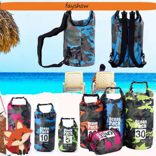 สินค้า Fay กระเป๋าเป้สะพายหลัง PVC ลายพราง กันน้ํา พับได้ แบบพกพา 2 5 10 20 30 ลิตร สําหรับดําน้ํา ว่ายน้ํา ชายหาด