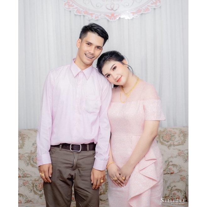 เดรสเปิดบ่าตาข่ายนิ่ม จีบสะโพก พรางพุง 3สี ชุดไปงานแต่งเพื่อนเจ้าสาว ไซส์ S-4XL มุมมองที่ 3
