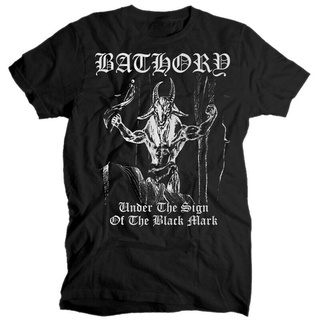 เสื้อยืดโอเวอร์ไซส์เสื้อยืด พิมพ์ลายอัลบั้ม Bathory Under The Sign Of The Black Mark Vine สีดําS-3XL