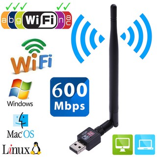 เช็ครีวิวสินค้าตัวรับสัณญาณ wifi (USB WIFI) Wireless Adapter Network 600 Mbps with Antenna