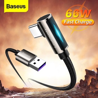 Baseus สายชาร์จ Led Usb Type C หมุนได้ 90 องศาสําหรับโทรศัพท์มือถือ 66W 5A Usbc