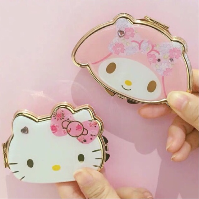 sanrio-mirror-กระจก-2-ด้าน-ขอบทอง-สวย-หรู-น่ารัก-มากๆ