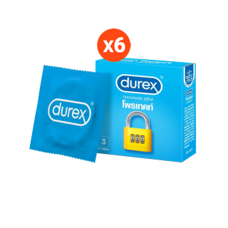 Durex ดูเร็กซ์ โพรเท็กซ์ ถุงยางอนามัยแบบมาตรฐาน ผิวเรียบ ถุงยางขนาด 52.5 มม. 3 ชิ้น x 6 กล่อง (18 ชิ้น) Protext Condom