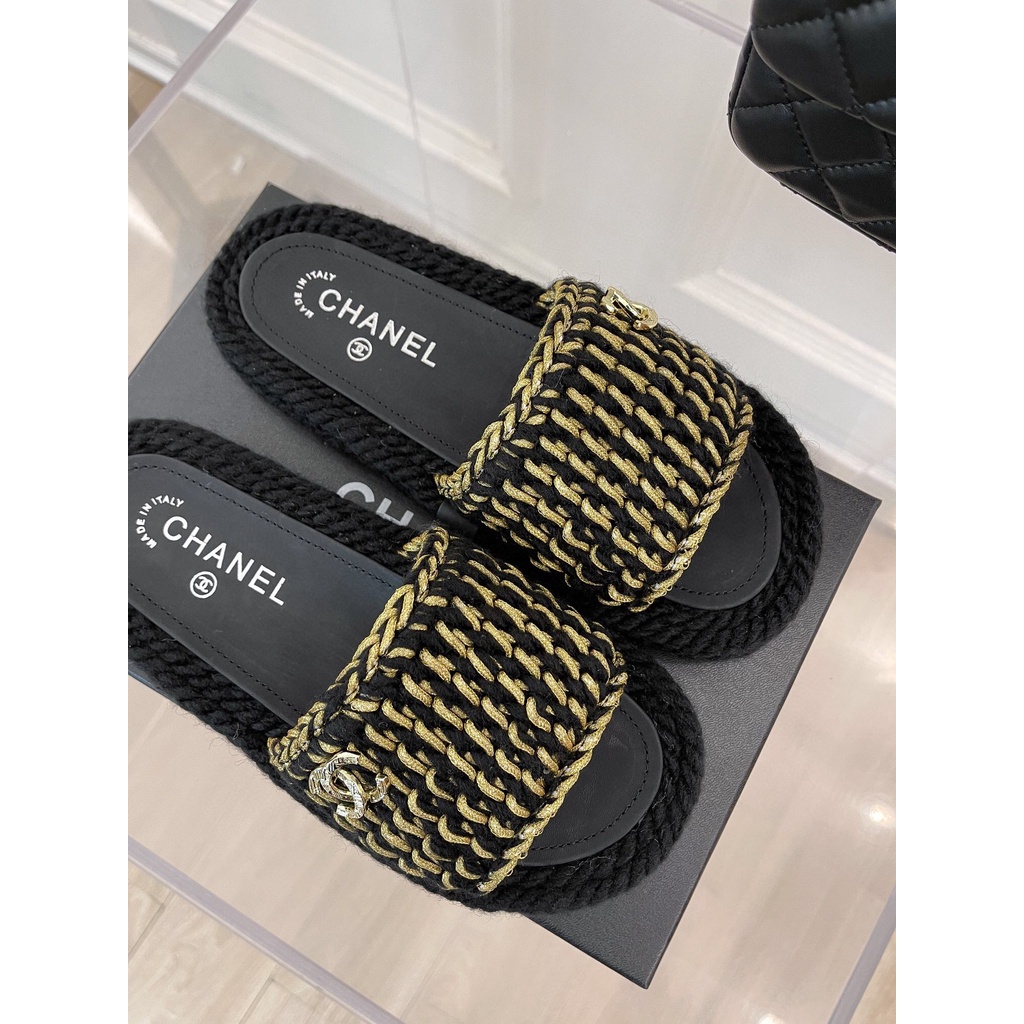 พรี-ราคา3500-chanel-2022ss-รองเท้าผู้หญิง-เส้นด้าย-รองเท้าแตะ-size35-40