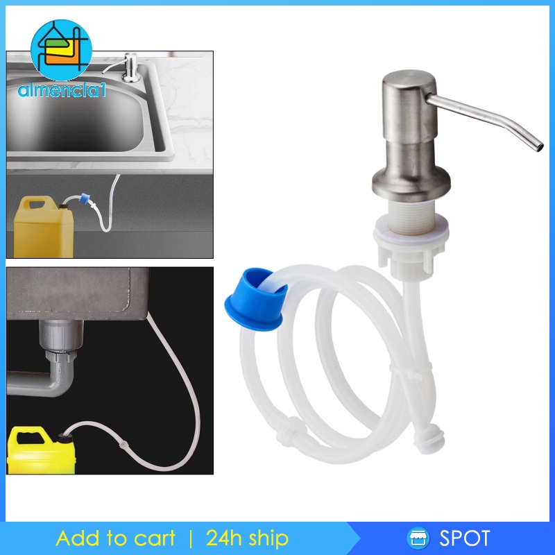 พร้อมสต็อก-almencla1-stainless-steel-sink-soap-dispenser-pump-head-w-extension-silicone-tube-silver