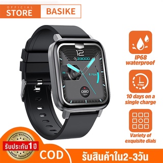 【รับประกัน 1 ปี】Basike นาฬิกาสมาร์ทWaterproof Smart Watchสัมผัสได้เต็มจอ รองรับภาษาไทย วัดชีพจร ความดัน นับก้าว