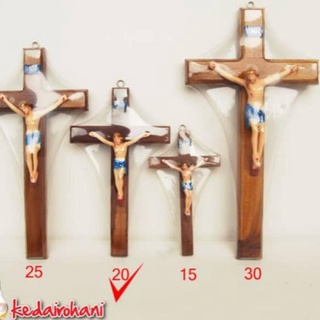 (N-IQQ)☀ รูปปั้นพระเยซูคริสเตียนไม้สัก ขนาด 20 ซม. สําหรับตกแต่งผนัง
