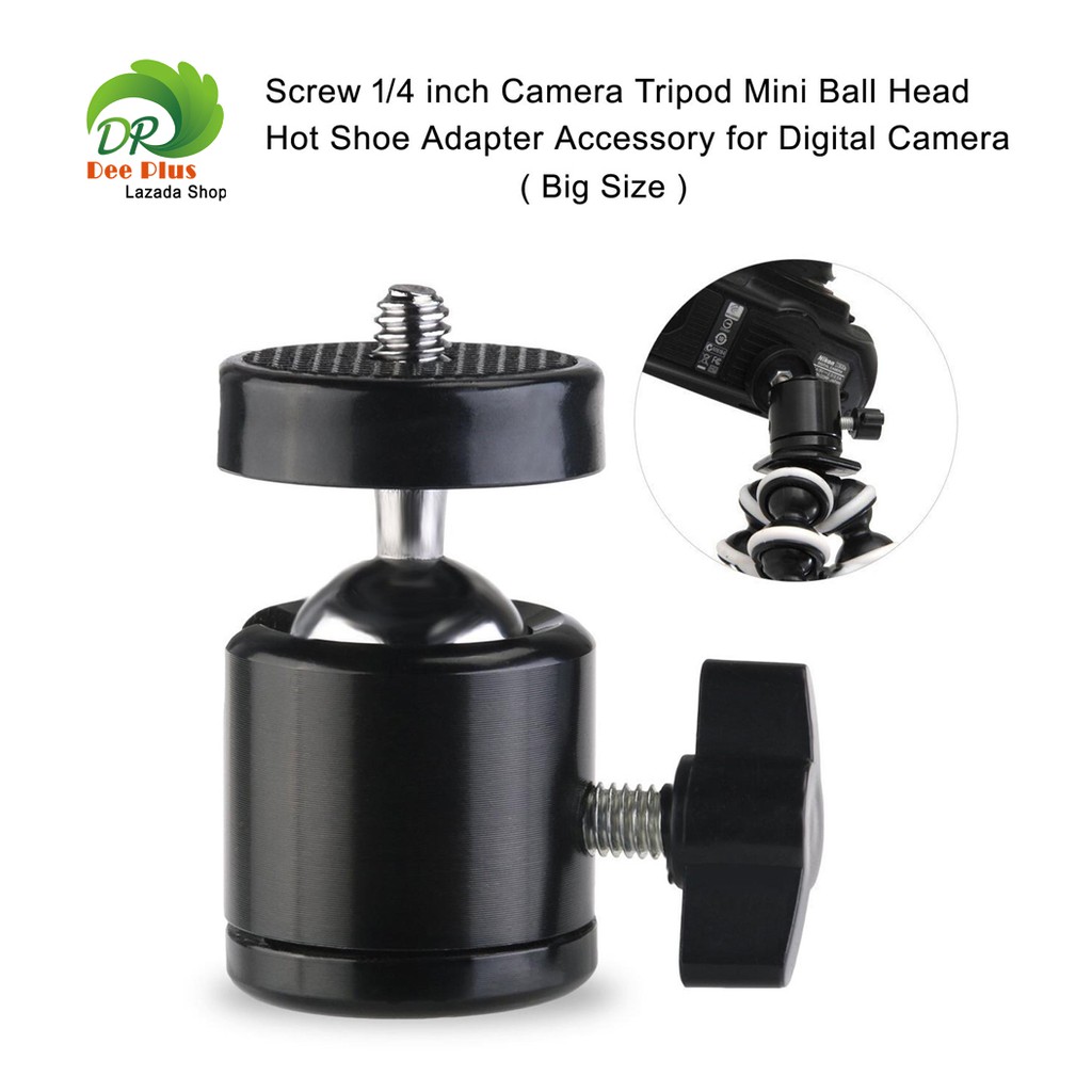 screw-1-4-inch-camera-tripod-mini-ball-head-hot-shoe-adapter-accessory-for-digital-camera-big-size-สกรู-1-4-ขนาดใหญ่