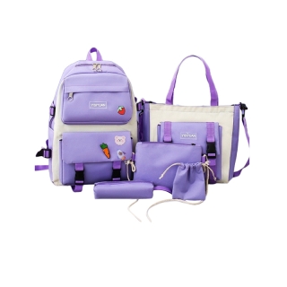 โปรโมชั่น : ใหม่ กระเป๋าเป้สะพายหลัง กระเป๋านักเรียน สไตล์เกาหลี ฮาราจูกุ ความจุขนาดใหญ่ สี่ชิ้น HUR051