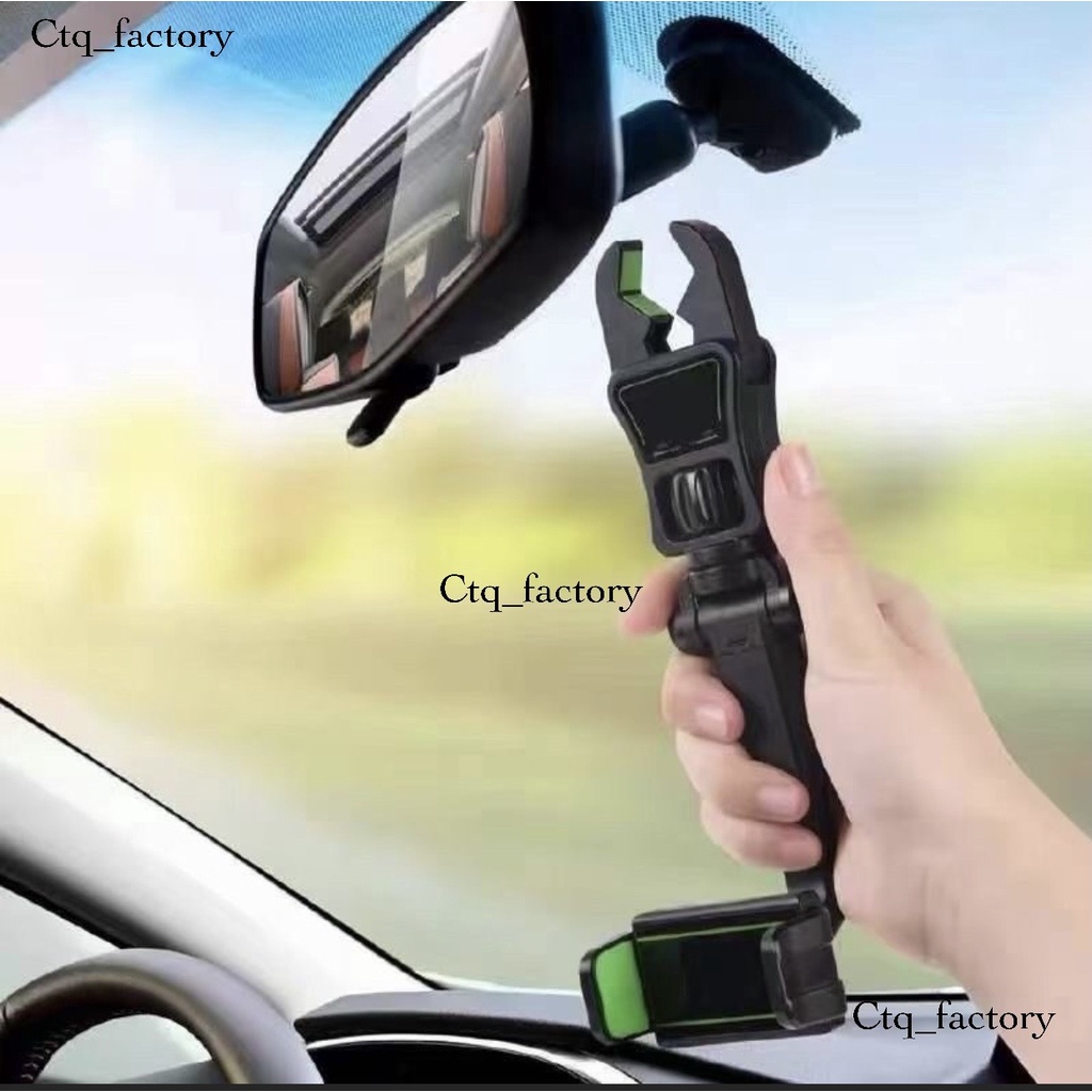 ที่จับมือถือติดกระจกมองหลัง-หมุนได้360องศา-ที่จับมือถือ-ก้ามปู-car-holder-h02-ที่ยึดมือถือแบบหนีบก้านกระจกมองหลัง