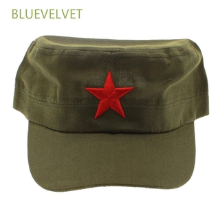 Bluevelvet หมวกทหารผ้าฝ้ายลายดาวสีแดง Unisex