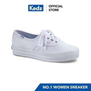 สินค้า KEDS WF49946 รองเท้าผ้าใบ มีส้น รุ่น TRIPLE SEASONAL SOLIDS สีขาว