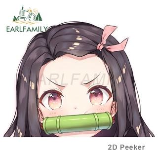 Earlfamily สติกเกอร์ไวนิล ลาย Demon Slayer Nezuko กันน้ํา กันรอยขีดข่วน สําหรับติดตกแต่งรถยนต์ รถจักรยานยนต์