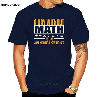 เสื้อยืดคอกลม แขนสั้น ผ้าฝ้ายแท้ 100% พิมพ์ลาย A Day Without Math Teacher Nerd Geek ทรงหลวม สไตล์เกาหลี สําหรับผู้ชาย คู