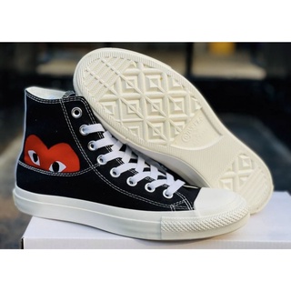 พร้อมส่ง! คอนเวิร์สหัวใจ❤️รองเท้าผ้าใบหุ้มส้นสีดำ Comme des Garçons PLAY x Converse Chuck Taylor-Collection 2022 แท้100%