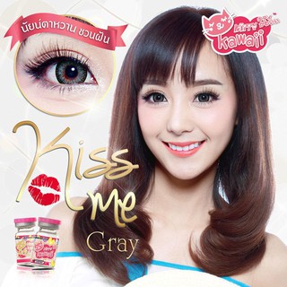 Kiss me Gray (1) บิ๊กอาย สีเทา เทา ตัดขอบดำ คอนแทคเลนส์ Kitty Kawaii Contact Lens Bigeyes ค่าสายตา แฟชั่น สายตาสั้น