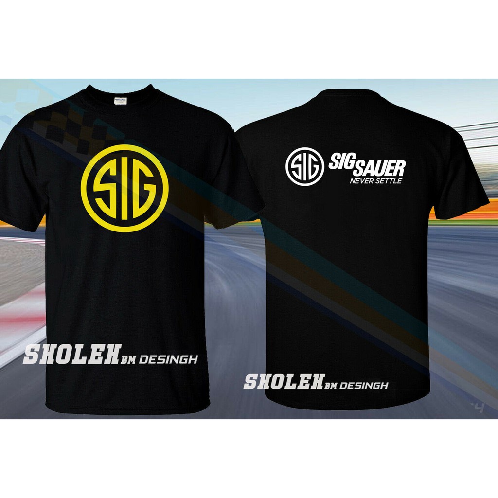 ขายดีเสื้อยืดแขนสั้น-คอกลม-ทรงหลวม-พิมพ์ลายโลโก้-sig-sauer-never-settle-edition-limited-graphic-sholeh-bm-desingh-แฟชั่