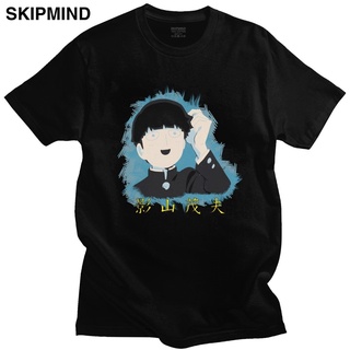 เสื้อยืด Funny Mob Psycho 100 T Shirt Men  Awesome AnimeT-shirt Short Sleeved Shigeo Kageyama Tee Tops Slim Fit Clothing