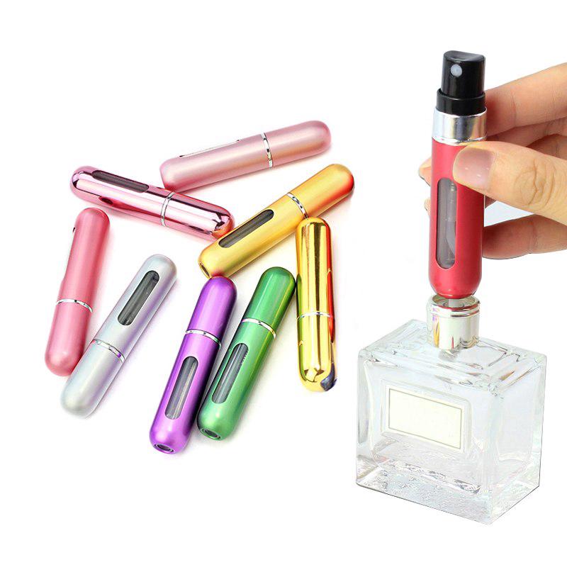 ภาพหน้าปกสินค้า5ml Portable Refillable Mini Perfume Aluminum Spray Storage Bottle Empty Cosmetic Containers Travel Case Home Organizer ที่เกี่ยวข้อง