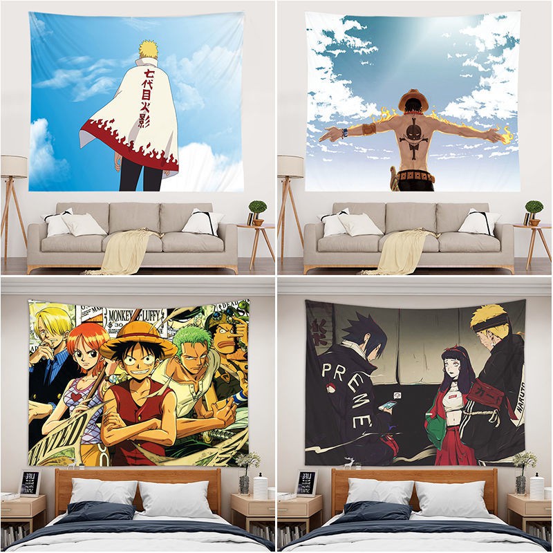 การ์ตูนอะนิเมะ-luffy-one-piece-naruto-wall-cloth-พื้นหลังผ้า-ins-ห้องนอนหอพัก-ผ้าผนังสไตล์ญี่ปุ่น
