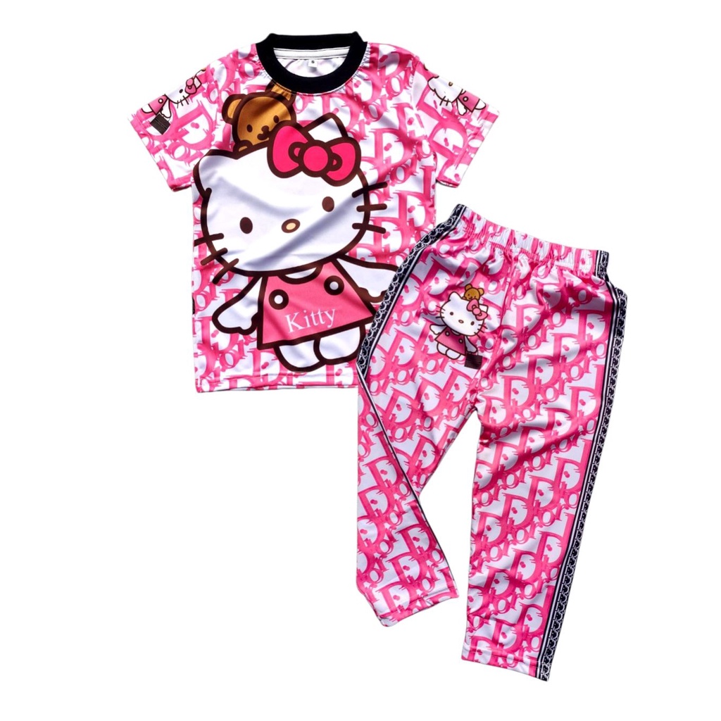 01-เสื้อผ้าเด็ก-ชุดนอนเด็ก-ชุดเซ็ตเด็ก-งานผ้าไมโครพิมพ์ลายทั้งชุด-ลาย-แมว-kt-เสื้อแขนสั้น-กางเกงขายาว