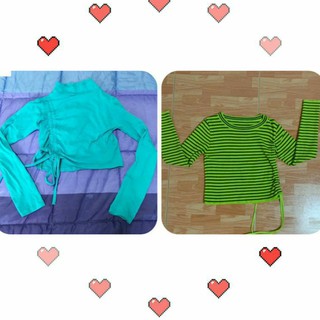 เสื้อครอปแขนยาวไหมพรมรูดข้าง