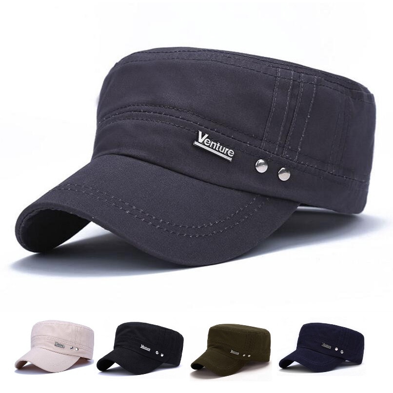 Fashion Men's Flat Top Baseball Cap Cotton Classic Hat Adjustable Vintage Baseball Hat Shopee