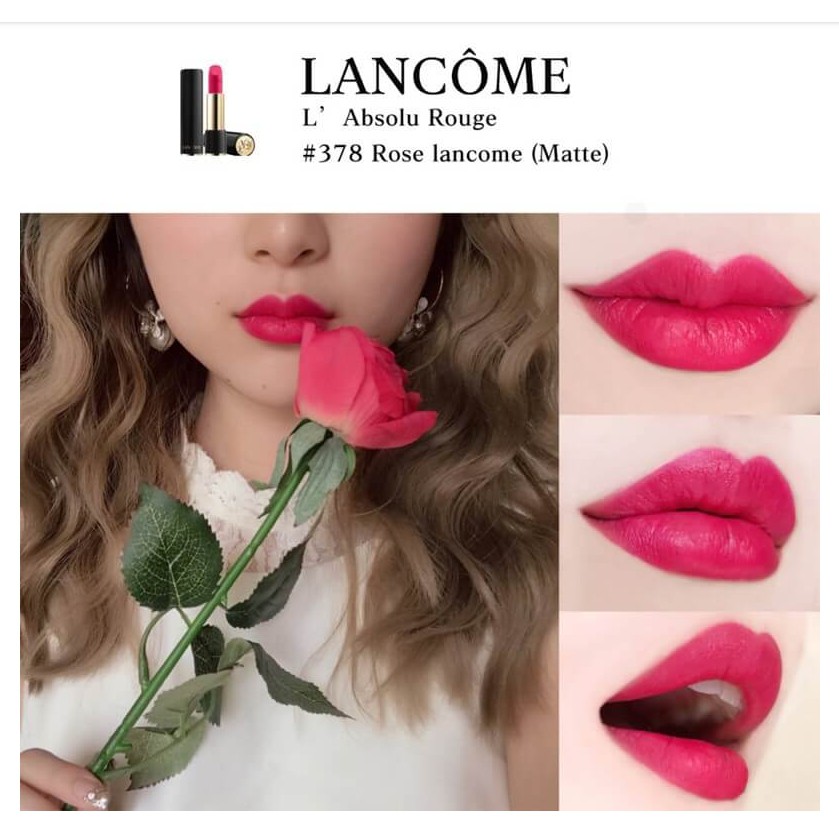 พร้อมส่ง Lancome L'Absolu Rouge Matte Lipstick #No.378 Rose ขนาด 3.4g |  Shopee Thailand