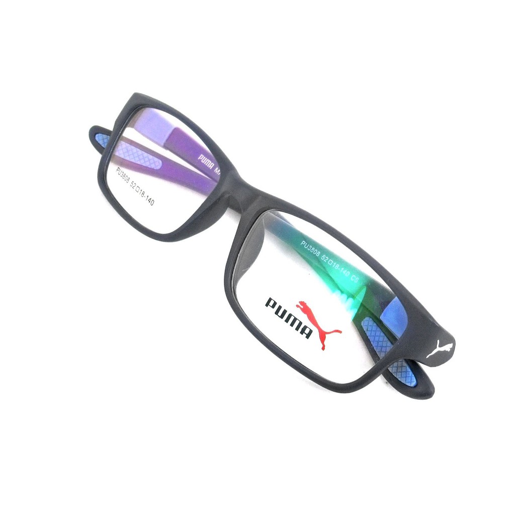 puma-แว่นตารุ่น-3808-c-6-สีเทาขาฟ้า-กรอบแว่นตา-กรอบเต็ม-ขาข้อต่อ-วัสดุ-พลาสติก-พีซี-เกรด-เอ-สำหรับตัดเลนส์