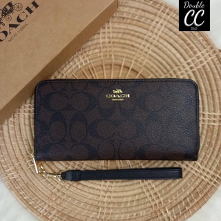 (แท้ 💯%‼ Factory) COACH LONG ZIP AROUND WALLET IN SIGNATURE CANVAS