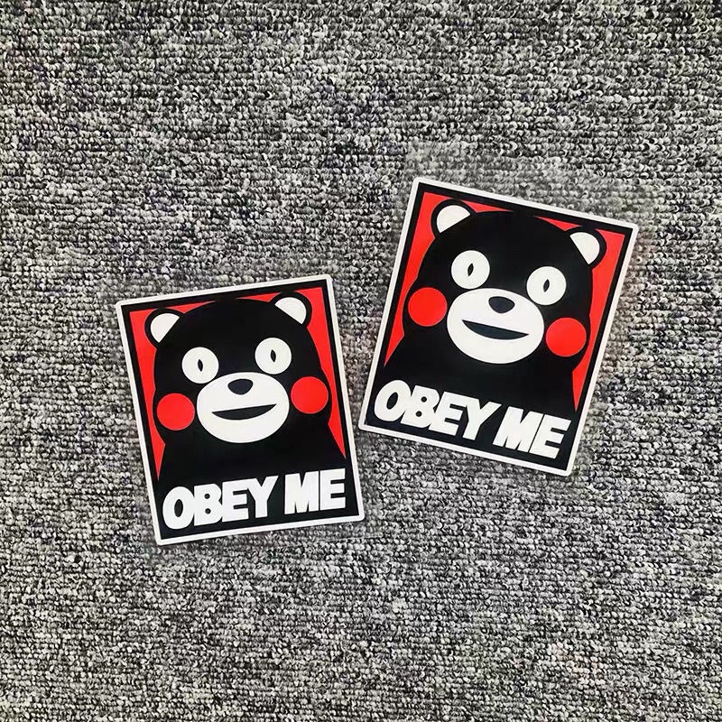 สติกเกอร์-กันน้ํา-กันแดด-ลายการ์ตูน-kumamon-obey-me-obey-my-car-สําหรับติดตกแต่งรถยนต์