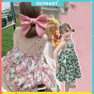 สินค้า OKOBABY🌈พร้อมส่ง🌈ชุดเดรสเด็กผู้หญิง ชุดไปทะเลเด็กผู้หญิง สายสะพายไหล่ปรับได้ 1-6 อายุ