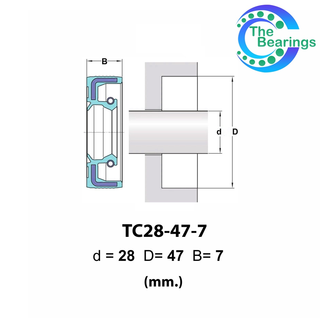 TC 28-47-7 Oil seal TC ออยซีล ซีลยาง ซีลกันน้ำมัน ขนาดรูใน 28 มิลลิเมตร ...