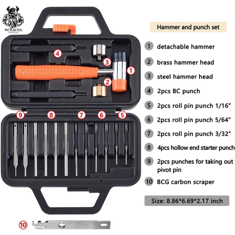 ชุดตอกสลัก18Pieces AR15 Roll Pin Starter Bolt Catch Punch, Pivot Pin