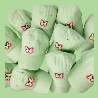 หมวกเบสบอล หมวกกันแดด ลายผีเสื้อ สีเขียวมิ้นท์ สไตล์ฮิปฮอป ฮาราจูกุ ญี่ปุ่น เกาหลี 22091