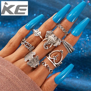 Popular Jewelry Rings Leaves Love Vintage Elephant Ring 8 Piece Set for girls for women low pr