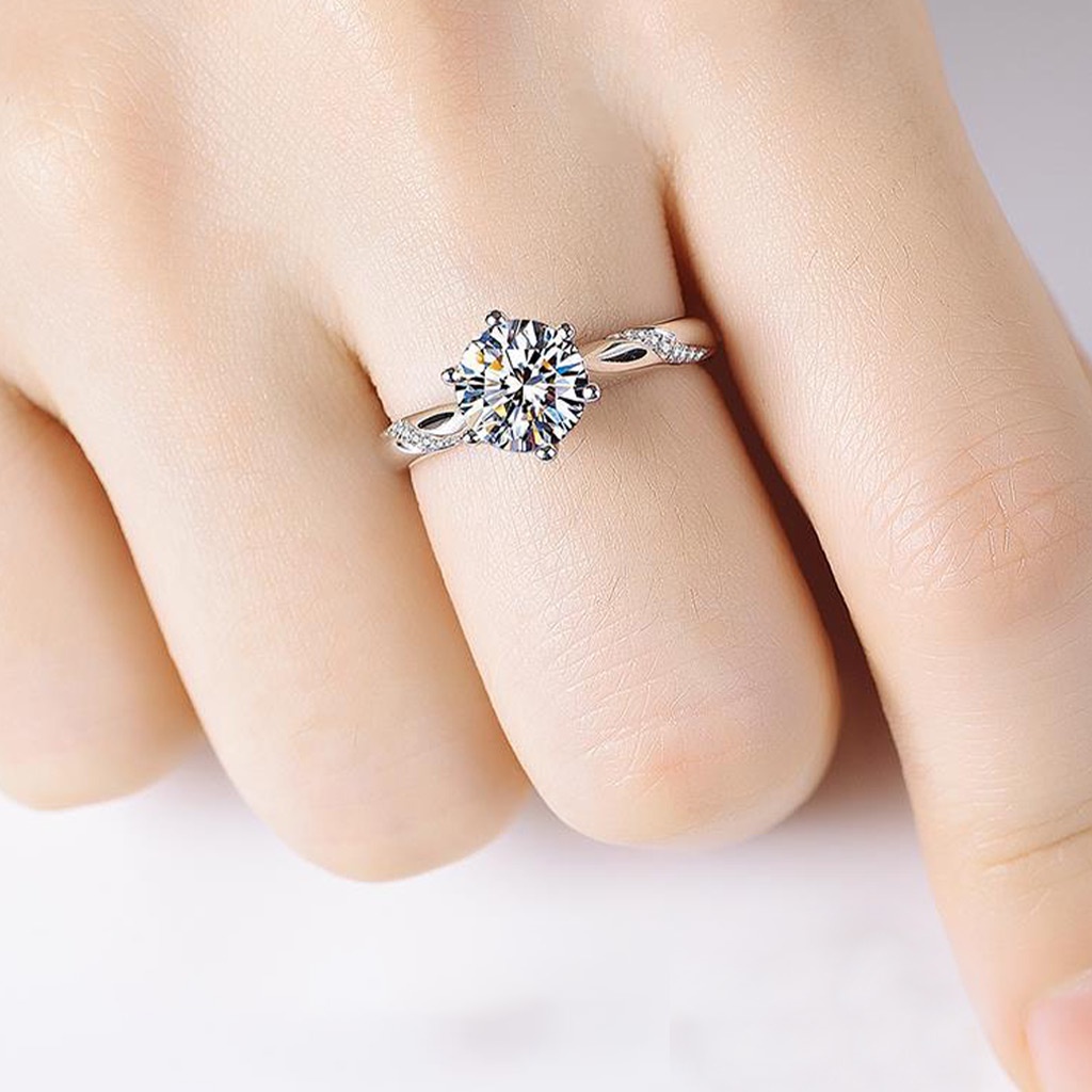 แหวนมินิมอล-แหวนทอง-vvi-แหวนเงินแท้-925-แหวนเพชร-คลาสสิคหกแฉก-แหวน-เพชรโมอีส-เรียบง่าย-เครื่องประดับหญิง-ของขวัญ-วันครบ