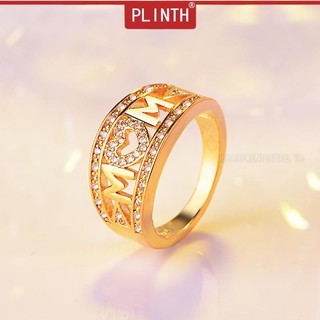 PLINTH แหวนเงินแท้ 925 ของขวัญวันแม่เพชรสีขาวรูปหัวใจแม่828