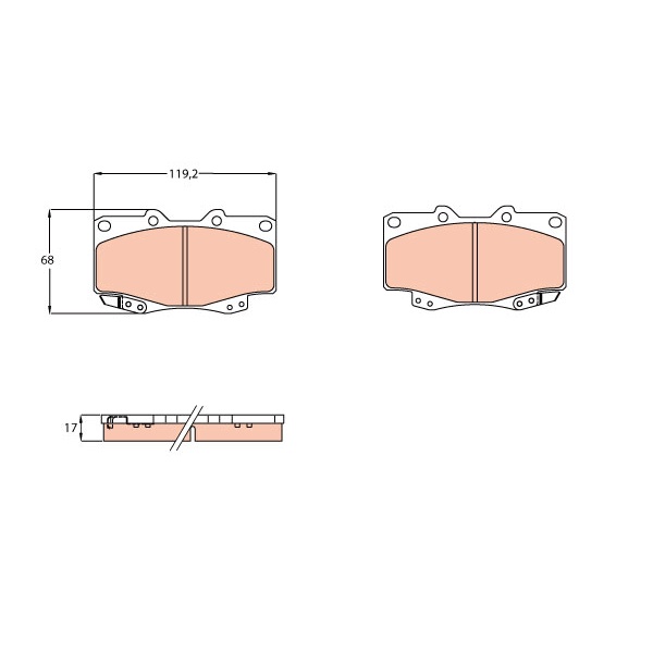 ผ้าดิสเบรคหน้า-toyota-vigo-4wd-4x4-prerunner-2wd-4x2-ยกสูง-2005-2015-fortuner-2004-2015-gdb3428-trw