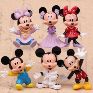 โมเดล มิกกี้ Mickey &amp; มินนี่ Minnie Disney 6ชิ้น/เซต ตัวการ์ตูนเรื่อง Mickey Mouse