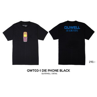 เสื้อยืดโอเวอร์ไซส์QWT03-1 DIE PHONE BLACK เสื้อยืด ดำS-3XL